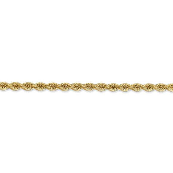 3.65mm 14k Yellow Gold Handmade Solid Rope Chain Bracelet, 7 Inch